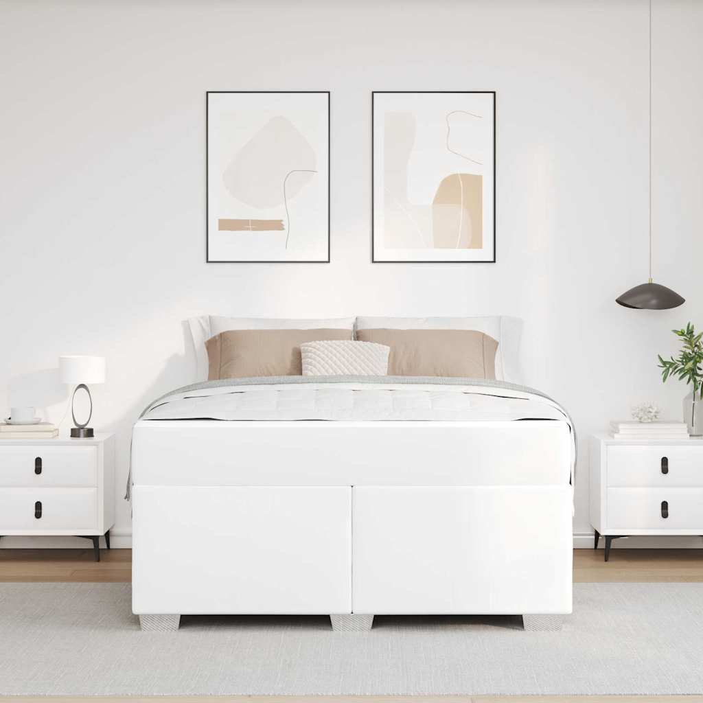 vidaXL Σκελετός Κρεβατιού με στρώμα Λευκό 140 x 200 cm ύφασμα