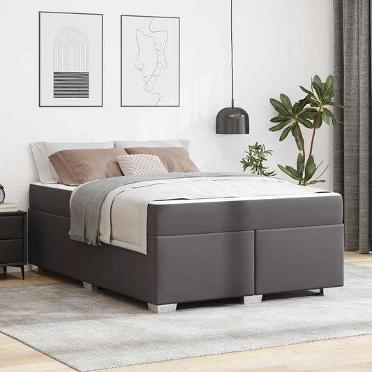 vidaXL Σκελετός Κρεβατιού με στρώμα Γκρι 140 x 200 cm ύφασμα
