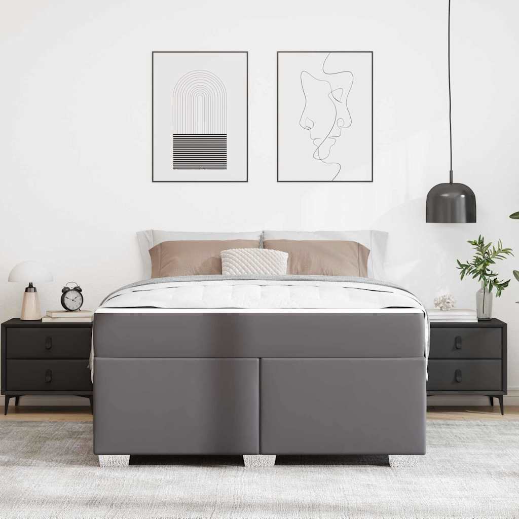 vidaXL Σκελετός Κρεβατιού με στρώμα Γκρι 140 x 200 cm ύφασμα