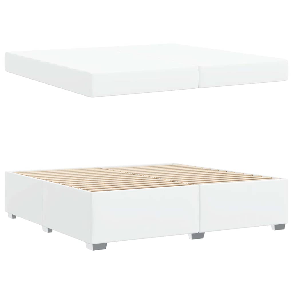 vidaXL Σκελετός Κρεβατιού με στρώμα Λευκό 200 x 200 cm ύφασμα