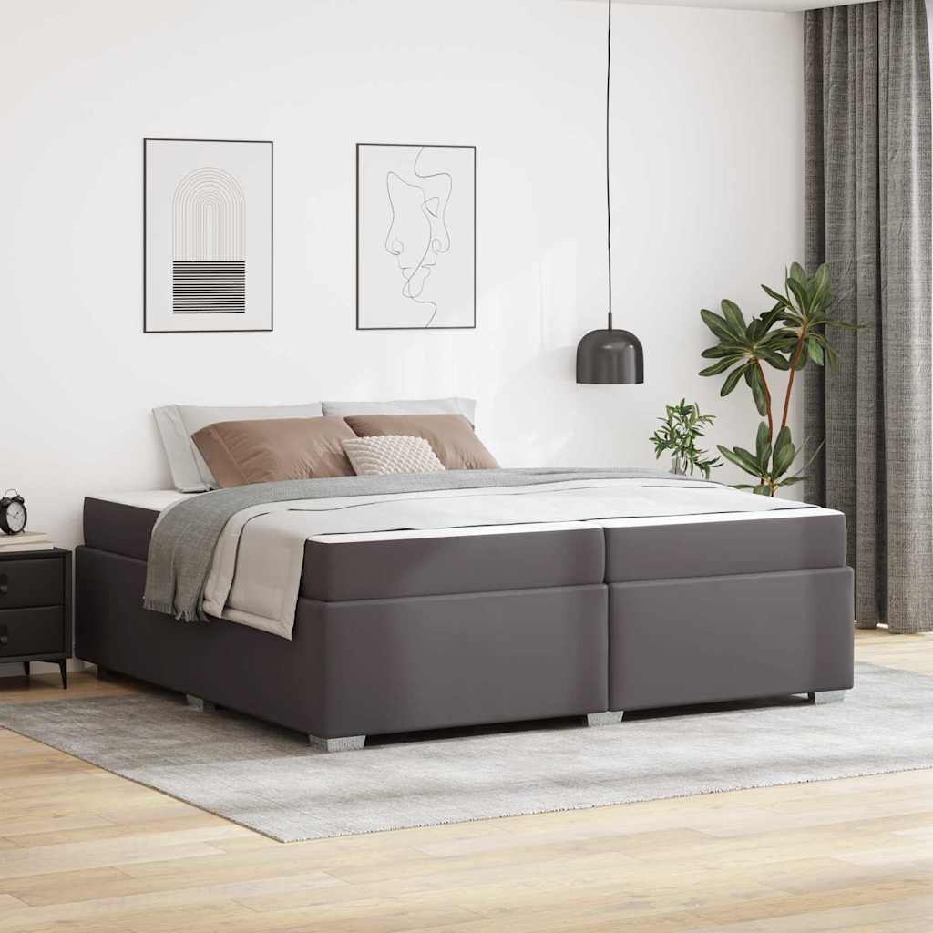 vidaXL Σκελετός Κρεβατιού με στρώμα Γκρι 200 x 200 cm ύφασμα