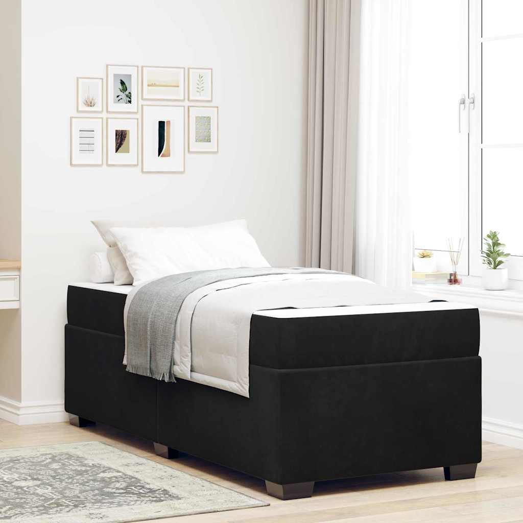 vidaXL Σκελετός κρεβατιού με στρώμα Μαύρο 90 x 190 cm Βελούδο