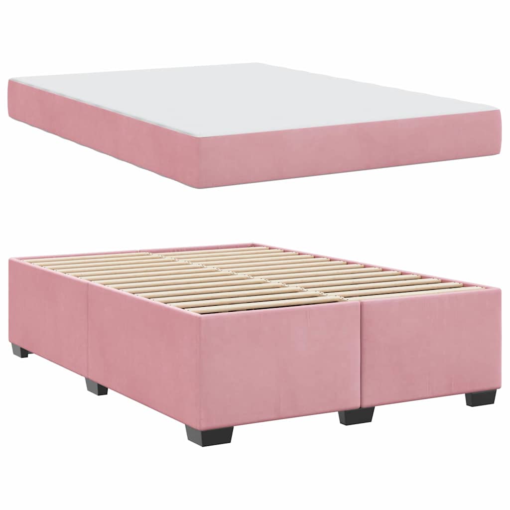 vidaXL Σκελετός Κρεβατιού με στρώμα Ροζ 160 x 200 cm ύφασμα