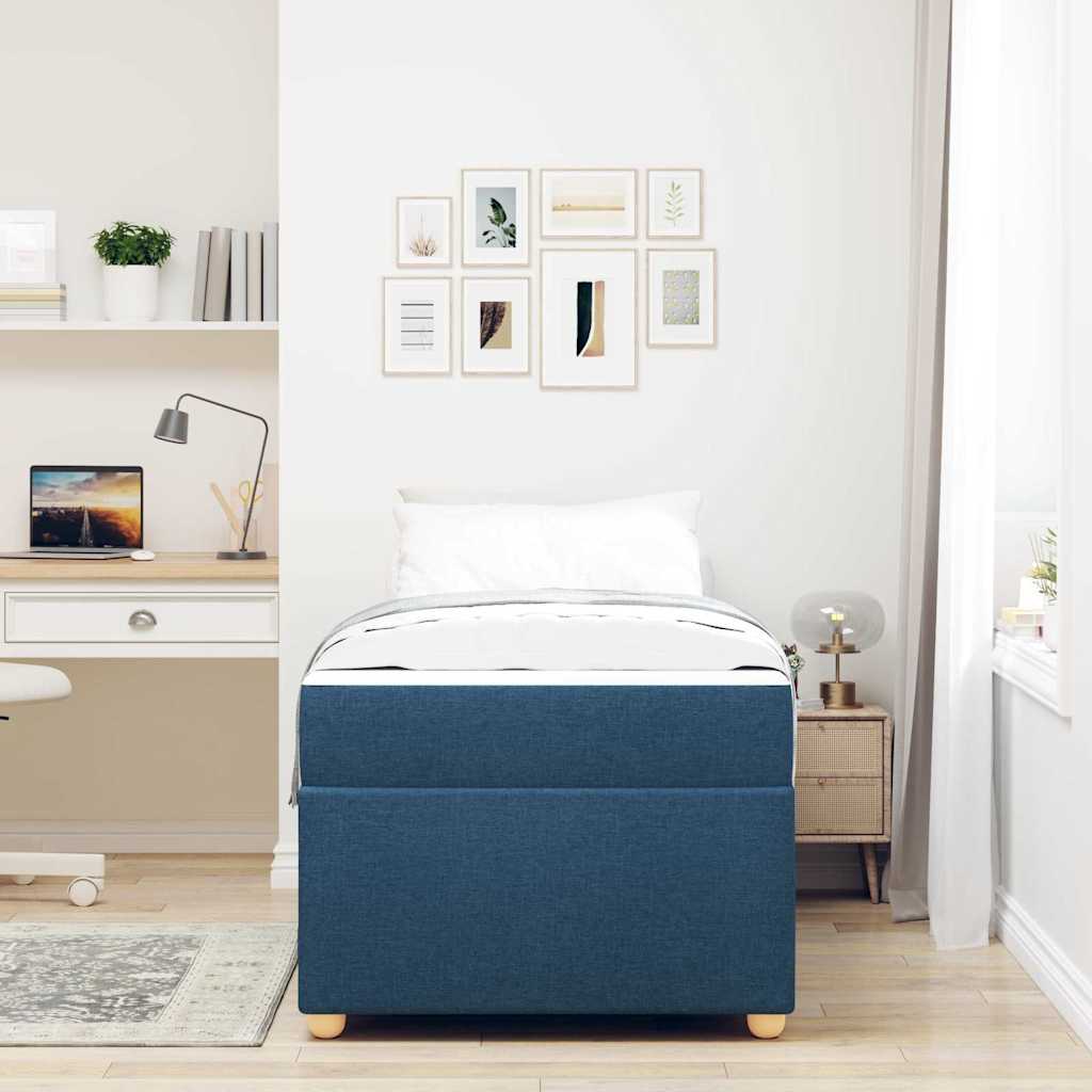 vidaXL Σκελετός Κρεβατιού με στρώμα Μπλε 90 x 200 cm ύφασμα