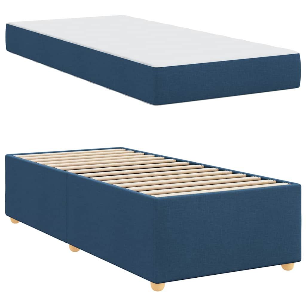 vidaXL Σκελετός Κρεβατιού με στρώμα Μπλε 100 x 200 cm ύφασμα