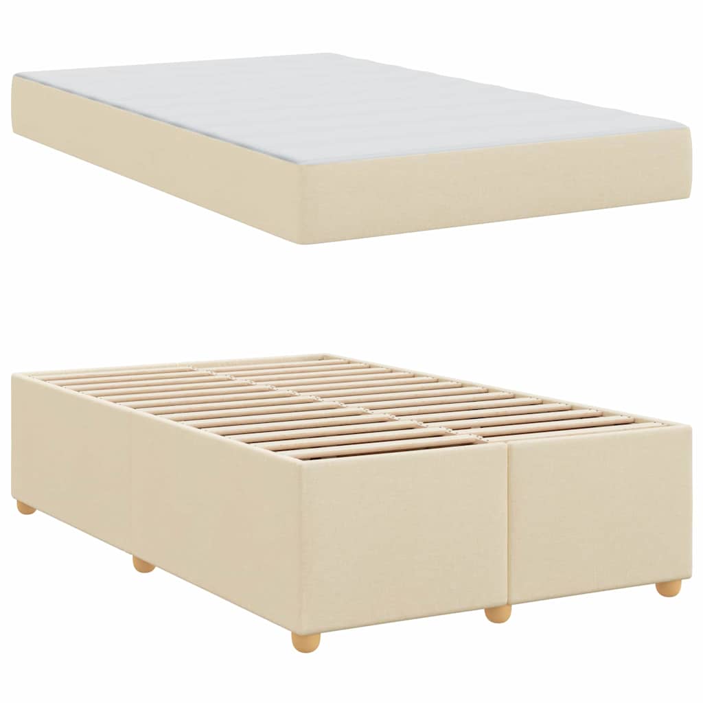 vidaXL Σκελετός Κρεβατιού με στρώμα Κρεμ 120 x 200 cm ύφασμα