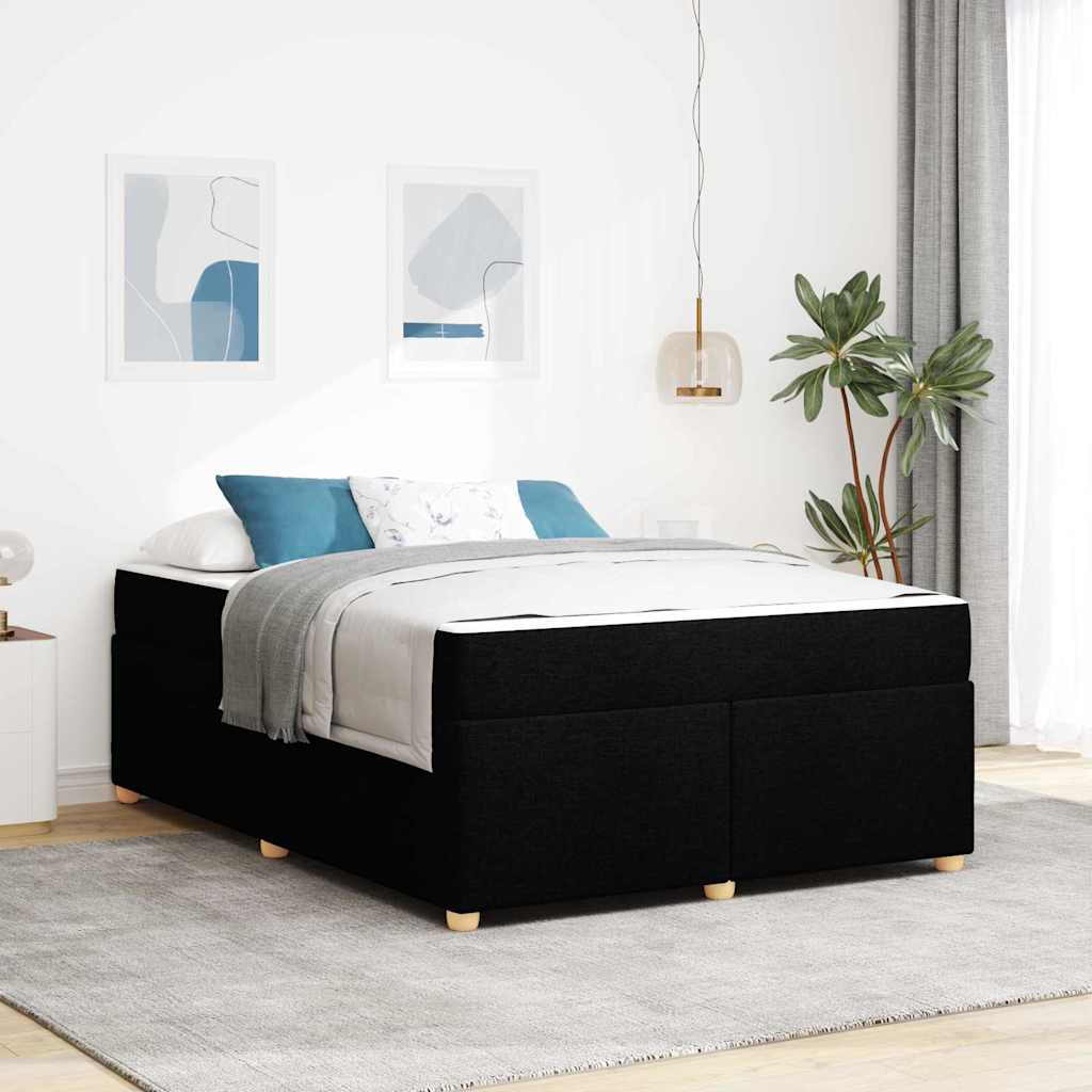 vidaXL Σκελετός Κρεβατιού με στρώμα Μαύρο 140 x 200 cm ύφασμα