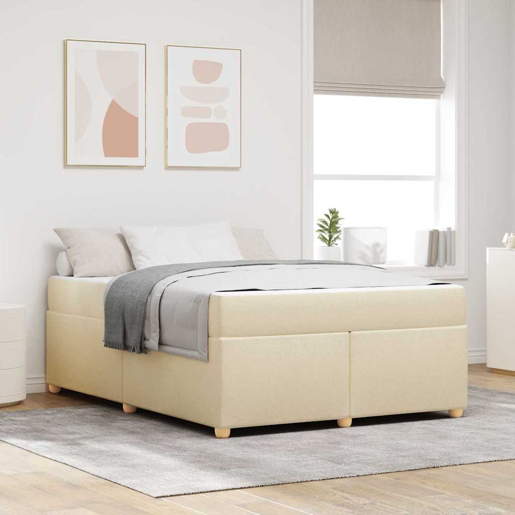 vidaXL Σκελετός Κρεβατιού με στρώμα Κρεμ 140 x 200 cm ύφασμα