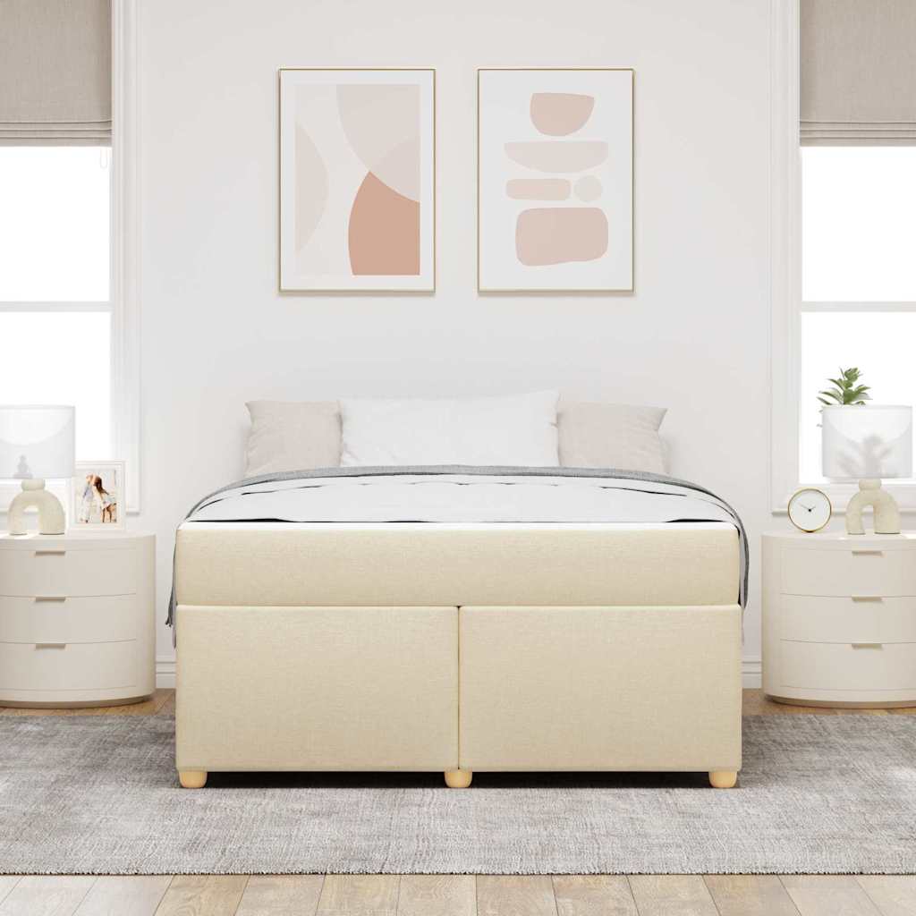 vidaXL Σκελετός Κρεβατιού με στρώμα Κρεμ 140 x 200 cm ύφασμα