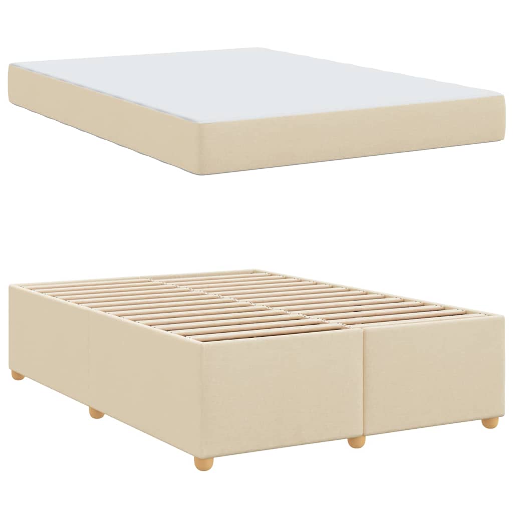 vidaXL Σκελετός Κρεβατιού με στρώμα Κρεμ 140 x 200 cm ύφασμα