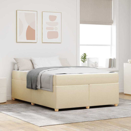 vidaXL Σκελετός Κρεβατιού με στρώμα Κρεμ 160 x 200 cm ύφασμα