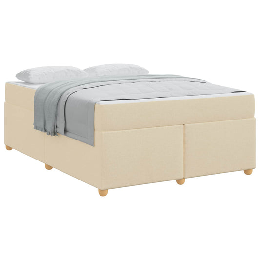 vidaXL Σκελετός Κρεβατιού με στρώμα Κρεμ 160 x 200 cm ύφασμα