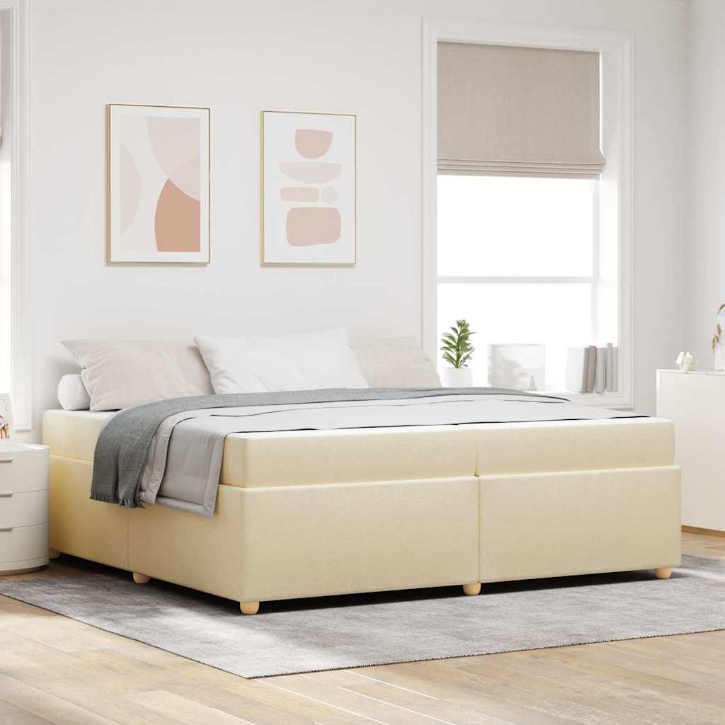 vidaXL Σκελετός Κρεβατιού με στρώμα Κρεμ 200 x 200 cm ύφασμα