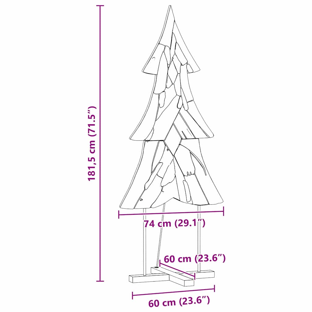 vidaXL Χριστουγεννιάτικο Δέντρο με βάση Καφέ 180 cm Μασίφ ξύλο teak