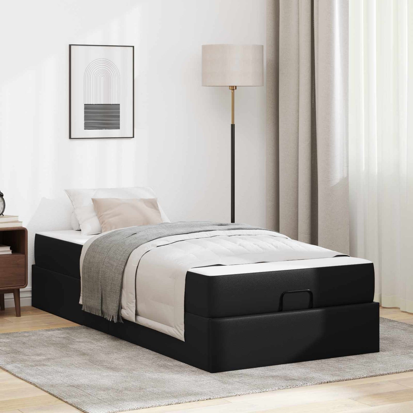 vidaXL Σκελετός κρεβατιού με στρώμα Άλλο 2 pcs Μαύρο PVC