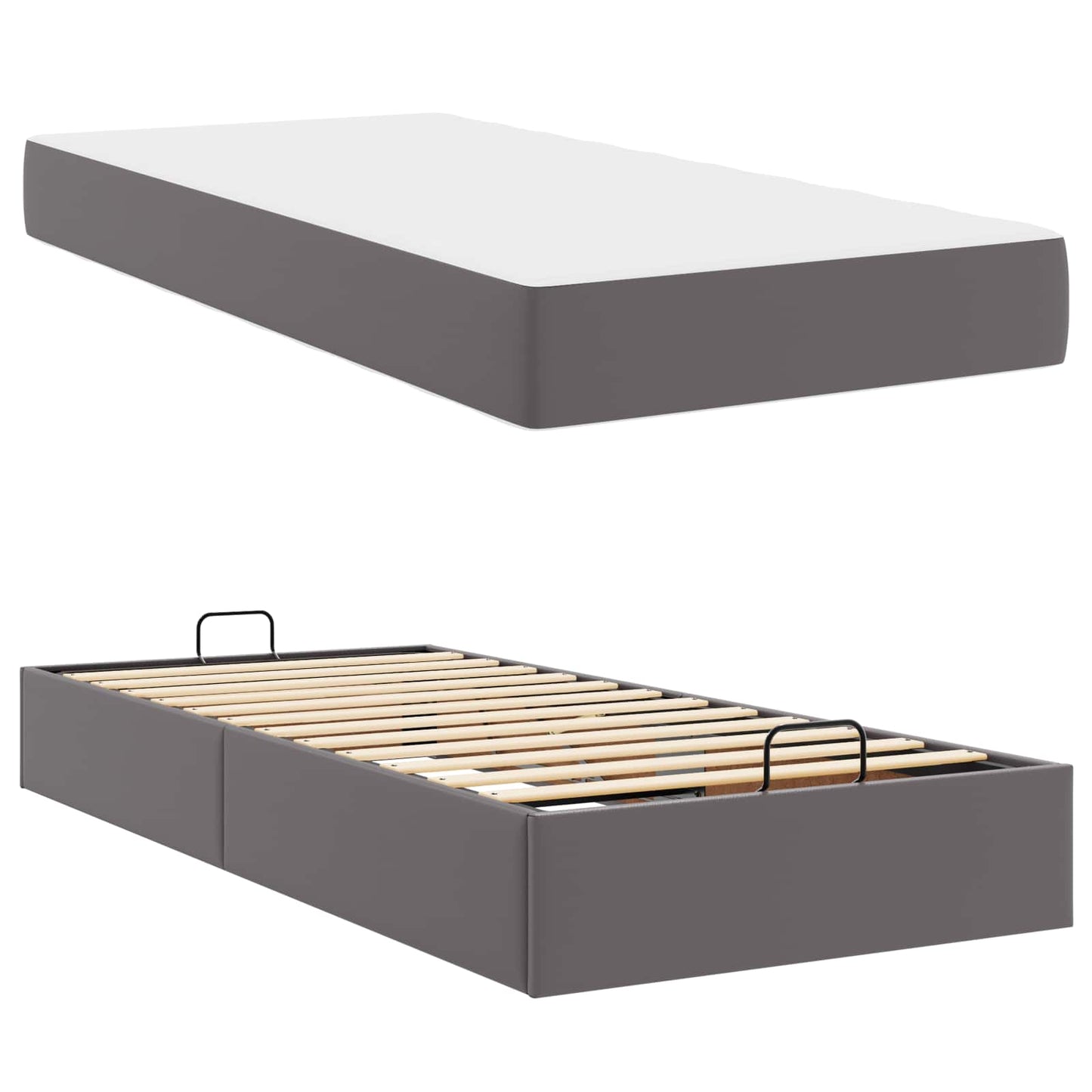 vidaXL Σκελετός κρεβατιού με στρώμα Άλλο 2 pcs Γκρι PVC