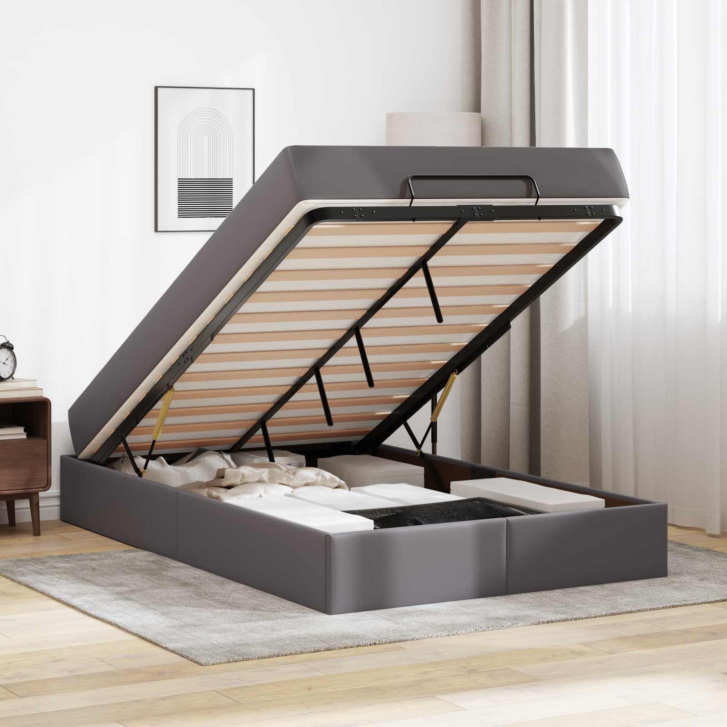 vidaXL Σκελετός κρεβατιού με στρώμα Άλλο 2 pcs Γκρι PVC
