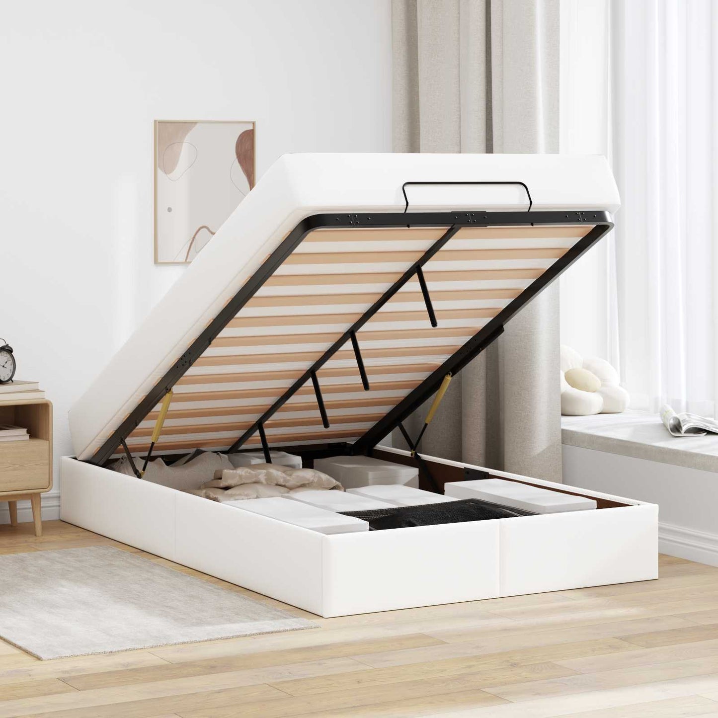 vidaXL Σκελετός κρεβατιού με στρώμα Άλλο 2 pcs Λευκό PVC