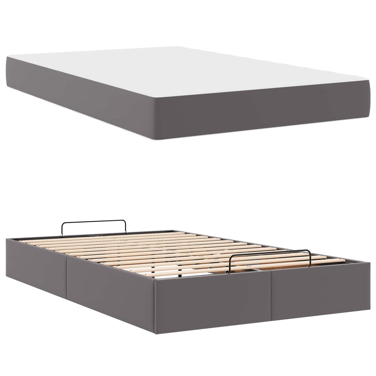 vidaXL Σκελετός κρεβατιού με στρώμα Άλλο 2 pcs Γκρι PVC