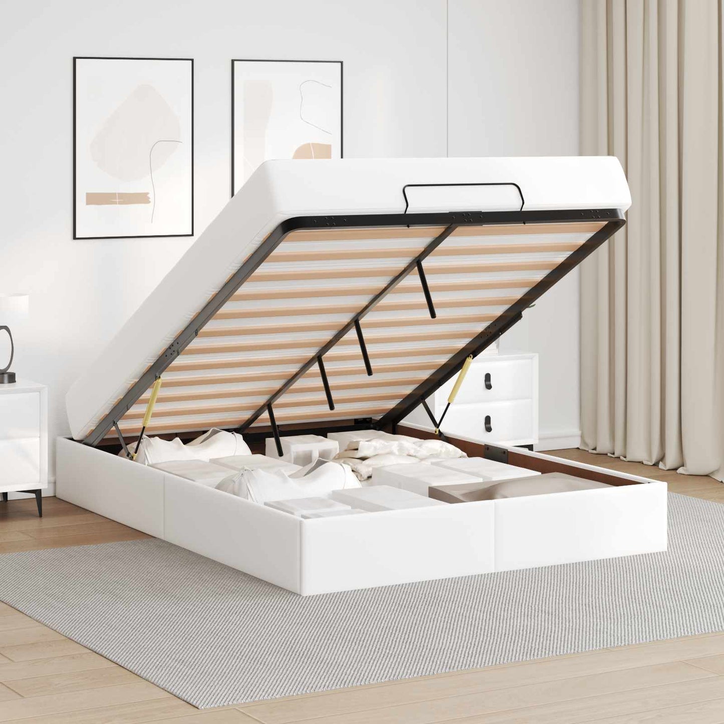 vidaXL Σκελετός κρεβατιού με στρώμα Άλλο 2 pcs Λευκό PVC
