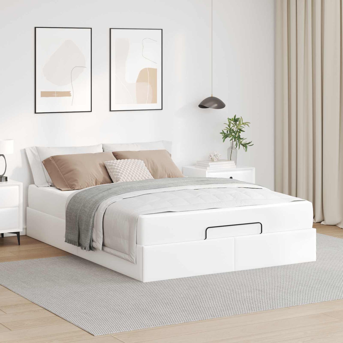 vidaXL Σκελετός κρεβατιού με στρώμα Άλλο 2 pcs Λευκό PVC