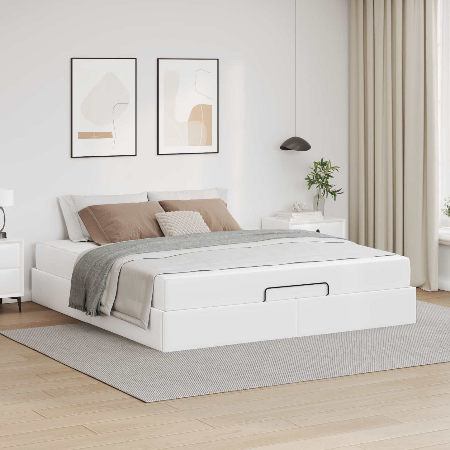 vidaXL Σκελετός κρεβατιού με στρώμα Άλλο 2 pcs Λευκό PVC