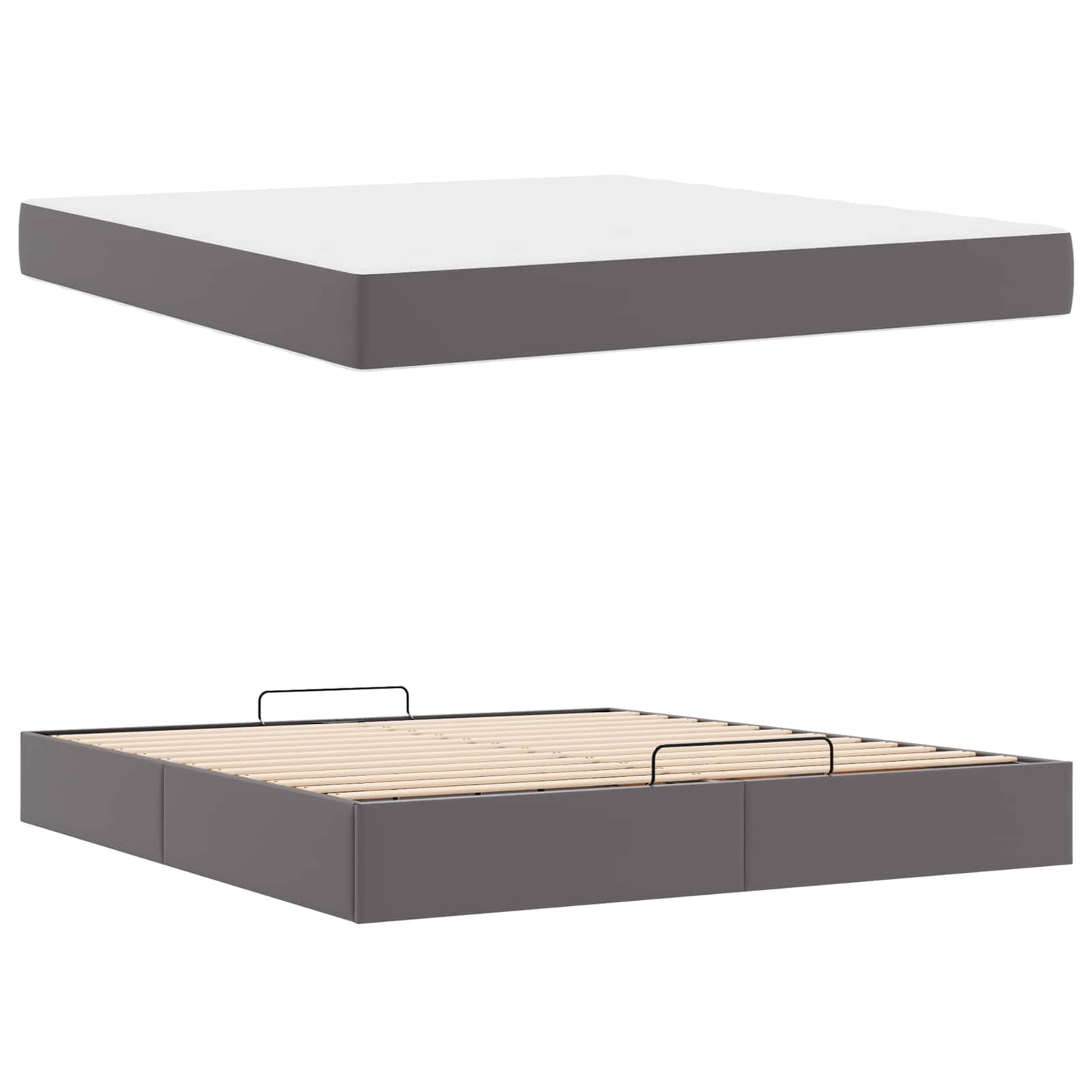 vidaXL Σκελετός κρεβατιού με στρώμα Άλλο 2 pcs Γκρι PVC