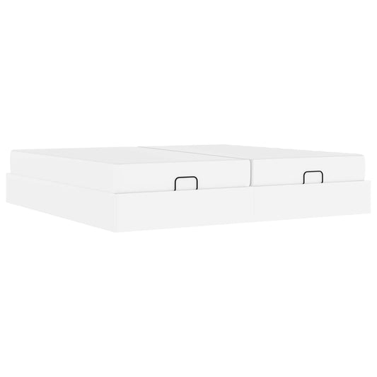 vidaXL Σκελετός κρεβατιού με στρώμα με στρώμα 2 pcs Λευκό PVC