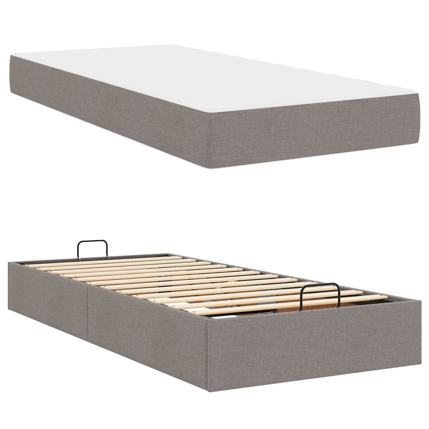vidaXL Σκελετός κρεβατιού με στρώμα 2 pcs Taupe ύφασμα
