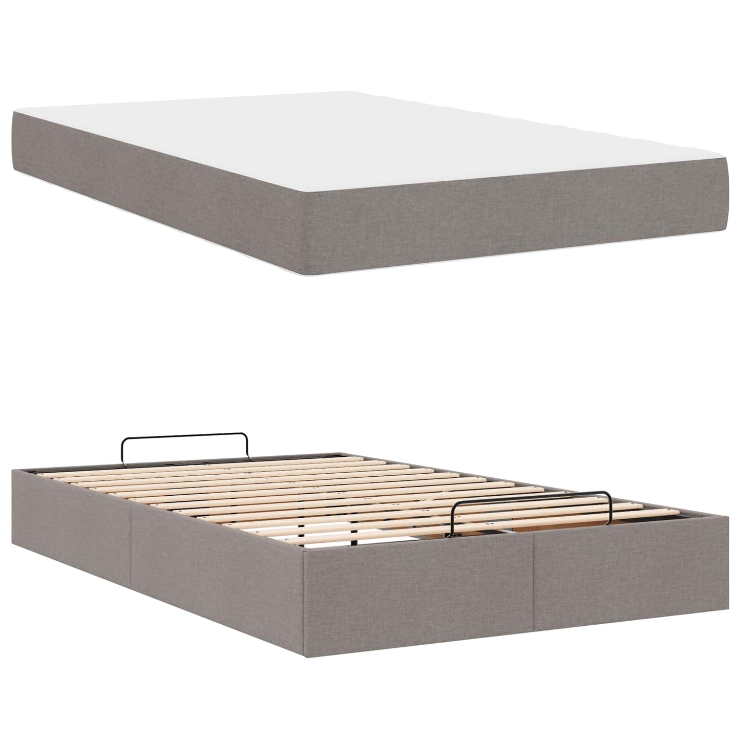 vidaXL Σκελετός κρεβατιού με στρώμα με στρώμα 2 pcs Taupe ύφασμα