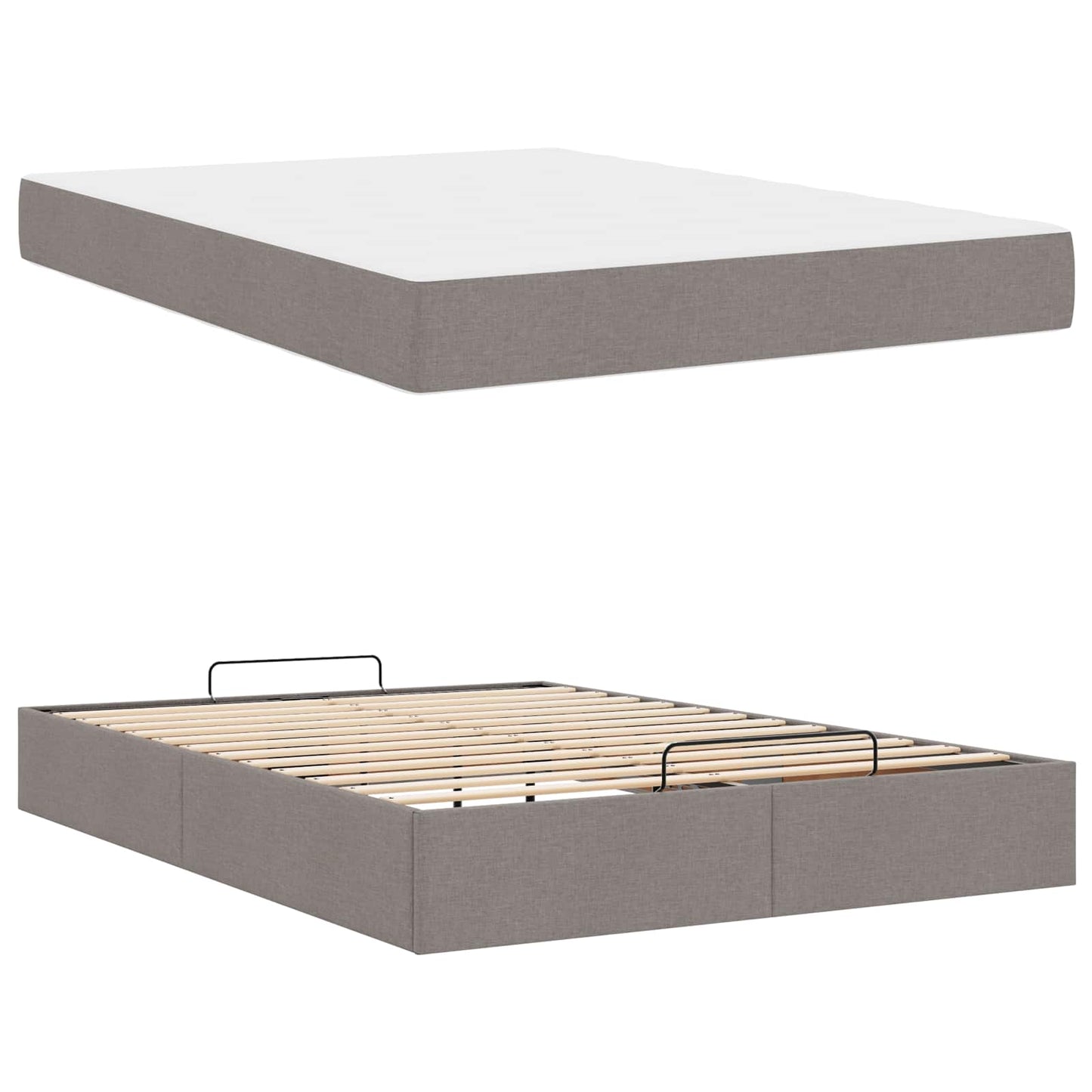 vidaXL Σκελετός κρεβατιού με στρώμα με στρώμα 2 pcs Taupe ύφασμα