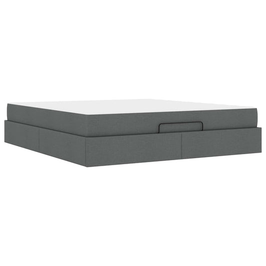 vidaXL Σκελετός κρεβατιού με στρώμα 2 pcs Σκούρο Γκρι ύφασμα