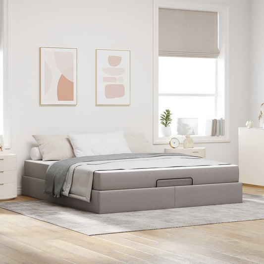 vidaXL Σκελετός κρεβατιού με στρώμα 2 pcs Taupe ύφασμα