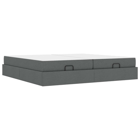 vidaXL Σκελετός κρεβατιού με στρώμα με στρώμα 2 pcs Σκούρο Γκρι ύφασμα
