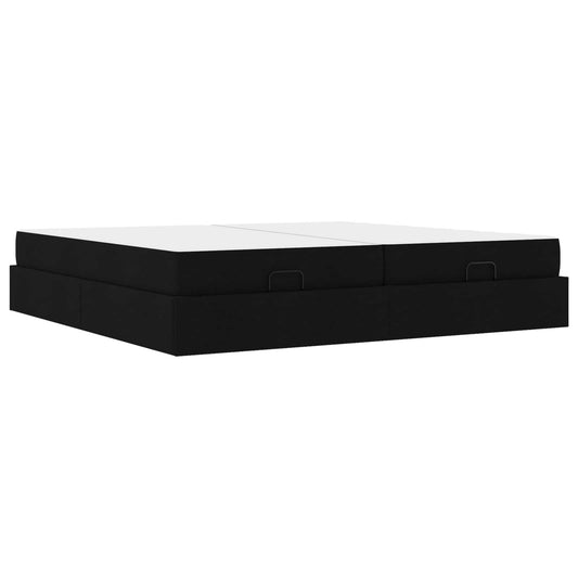 vidaXL Σκελετός κρεβατιού με στρώμα με στρώμα 2 pcs Μαύρο ύφασμα