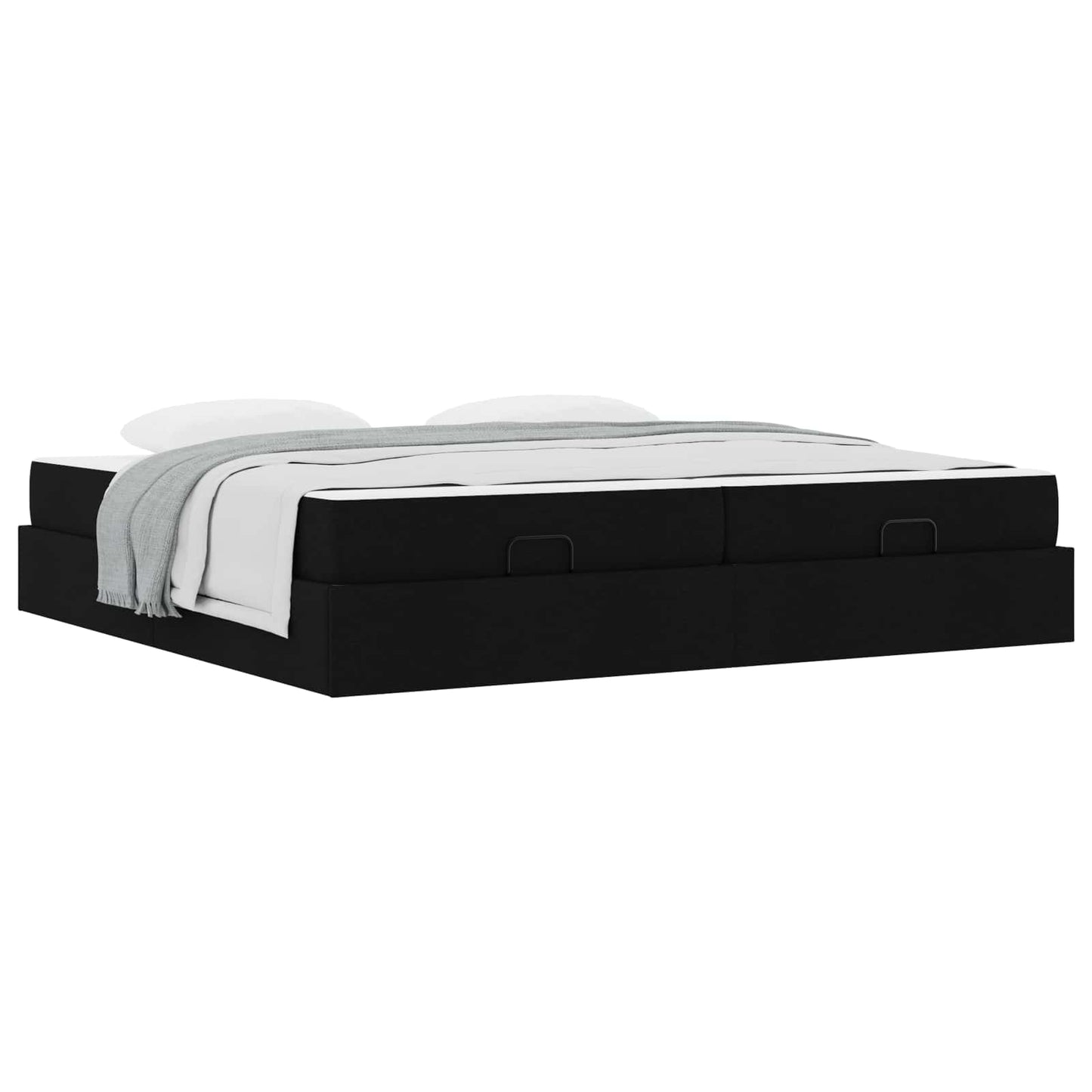 vidaXL Σκελετός κρεβατιού με στρώμα με στρώμα 2 pcs Μαύρο ύφασμα