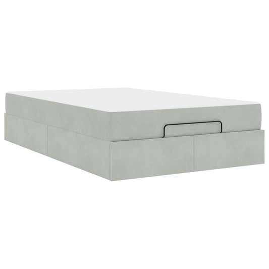 vidaXL Σκελετός κρεβατιού με στρώμα 2 pcs Ανοιχτό γκρι Βελούδο