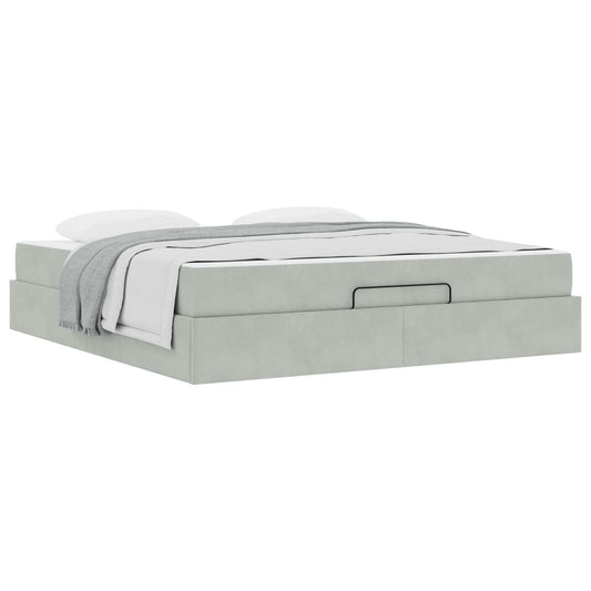 vidaXL Σκελετός κρεβατιού με στρώμα 2 pcs Ανοιχτό γκρι Βελούδο