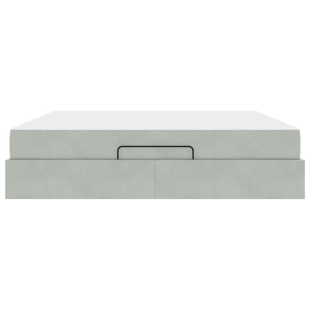 vidaXL Σκελετός κρεβατιού με στρώμα 2 pcs Ανοιχτό γκρι Βελούδο