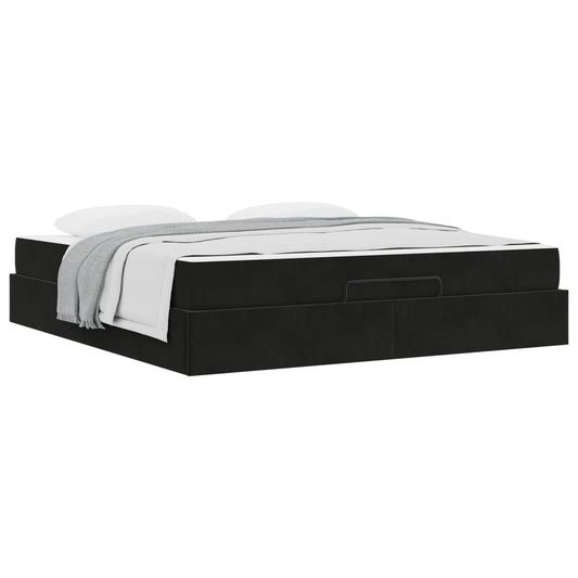 vidaXL Σκελετός κρεβατιού με στρώμα 2 pcs Μαύρο Βελούδο