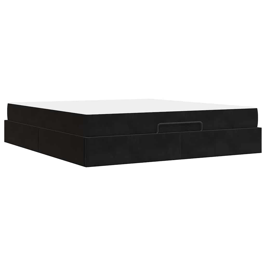 vidaXL Σκελετός κρεβατιού με στρώμα 2 pcs Μαύρο Βελούδο