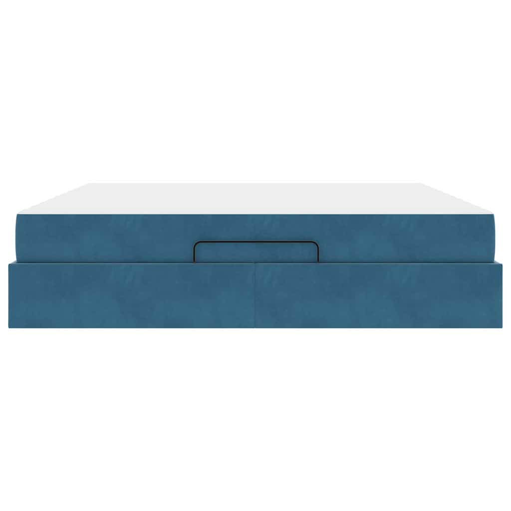 vidaXL Σκελετός κρεβατιού με στρώμα 2 pcs Μπλε Βελούδο