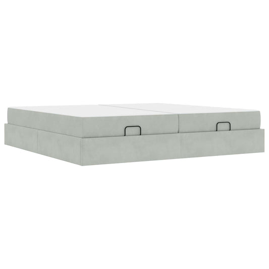 vidaXL Σκελετός κρεβατιού με στρώμα 2 pcs Ανοιχτό γκρι Βελούδο