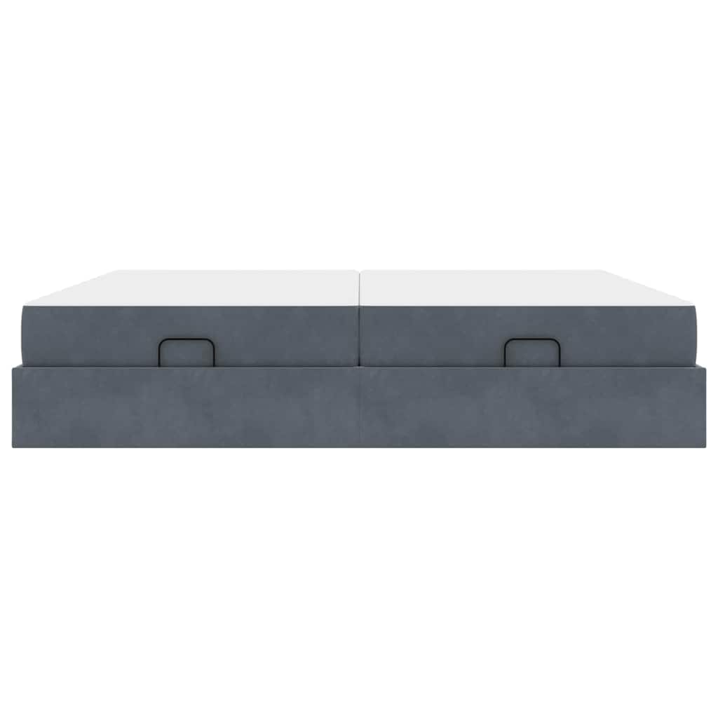 vidaXL Σκελετός κρεβατιού με στρώμα 2 pcs Σκούρο Γκρι Βελούδο