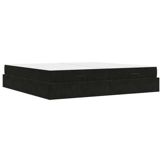 vidaXL Σκελετός κρεβατιού με στρώμα με στρώμα 2 pcs Μαύρο Βελούδο