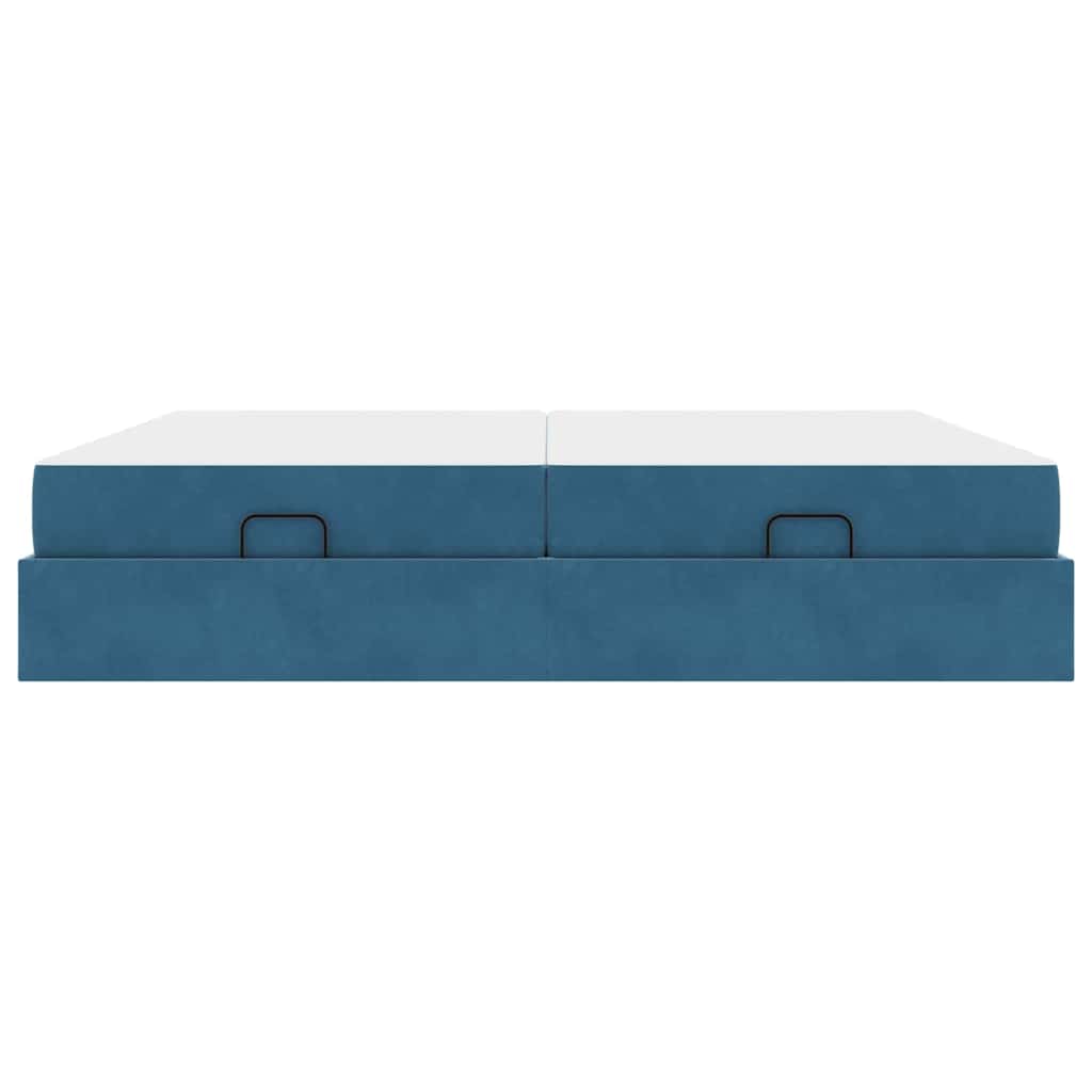 vidaXL Σκελετός κρεβατιού με στρώμα με στρώμα 2 pcs Μπλε Βελούδο