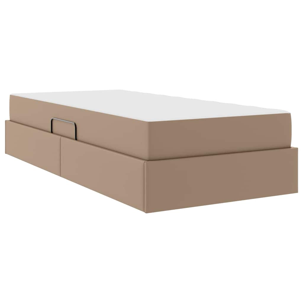 vidaXL Κρεβάτι με αποθηκευτικό χώρο και στρώμα 2 pcs Καπουτσίνο Δέρμα