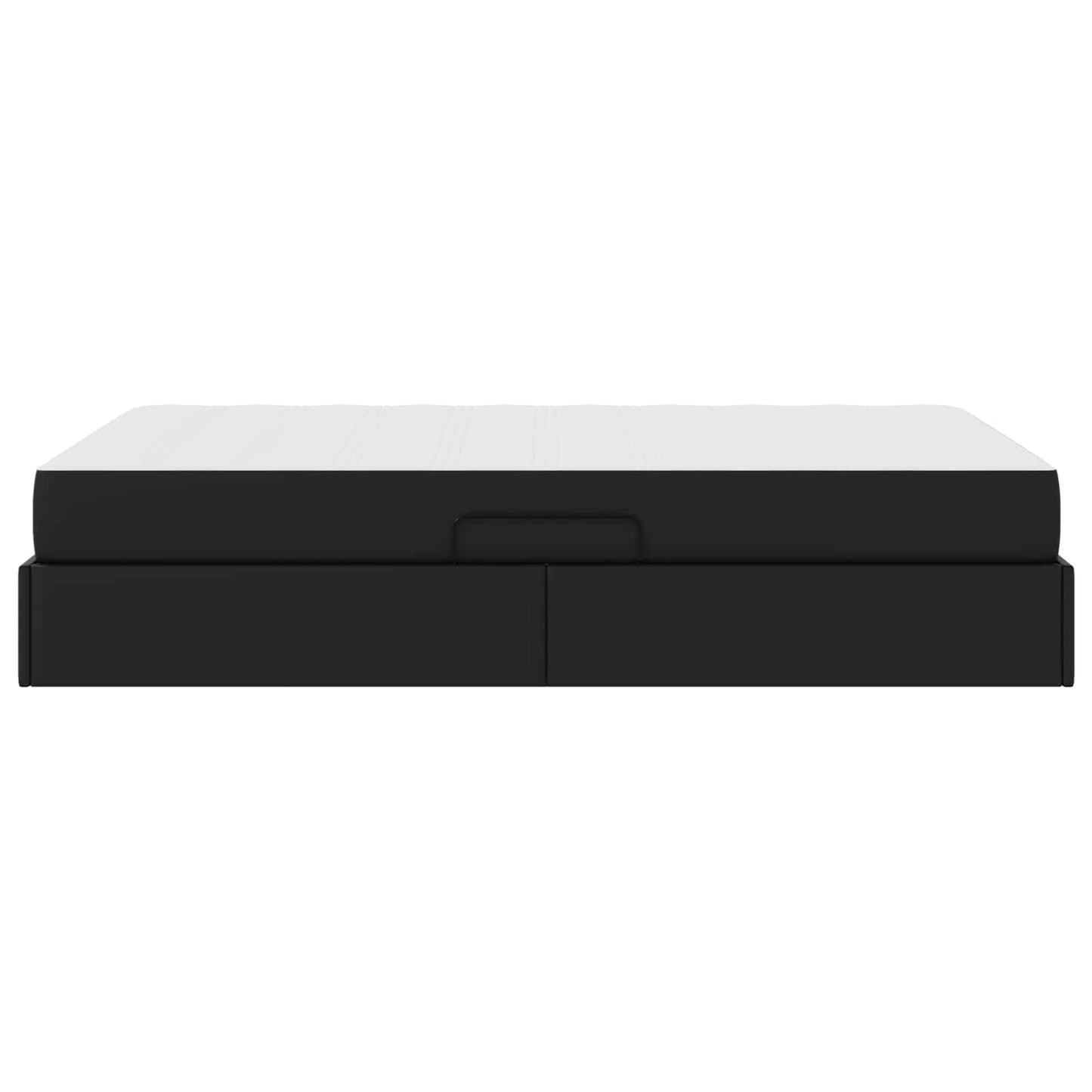 vidaXL Κρεβάτι με αποθηκευτικό χώρο και στρώμα 2 pcs Μαύρο Δέρμα