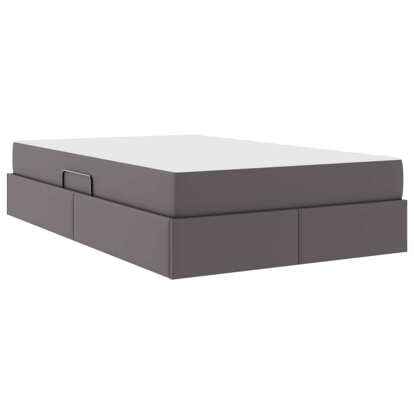 vidaXL Κρεβάτι με αποθηκευτικό χώρο και στρώμα 2 pcs Γκρι Δέρμα