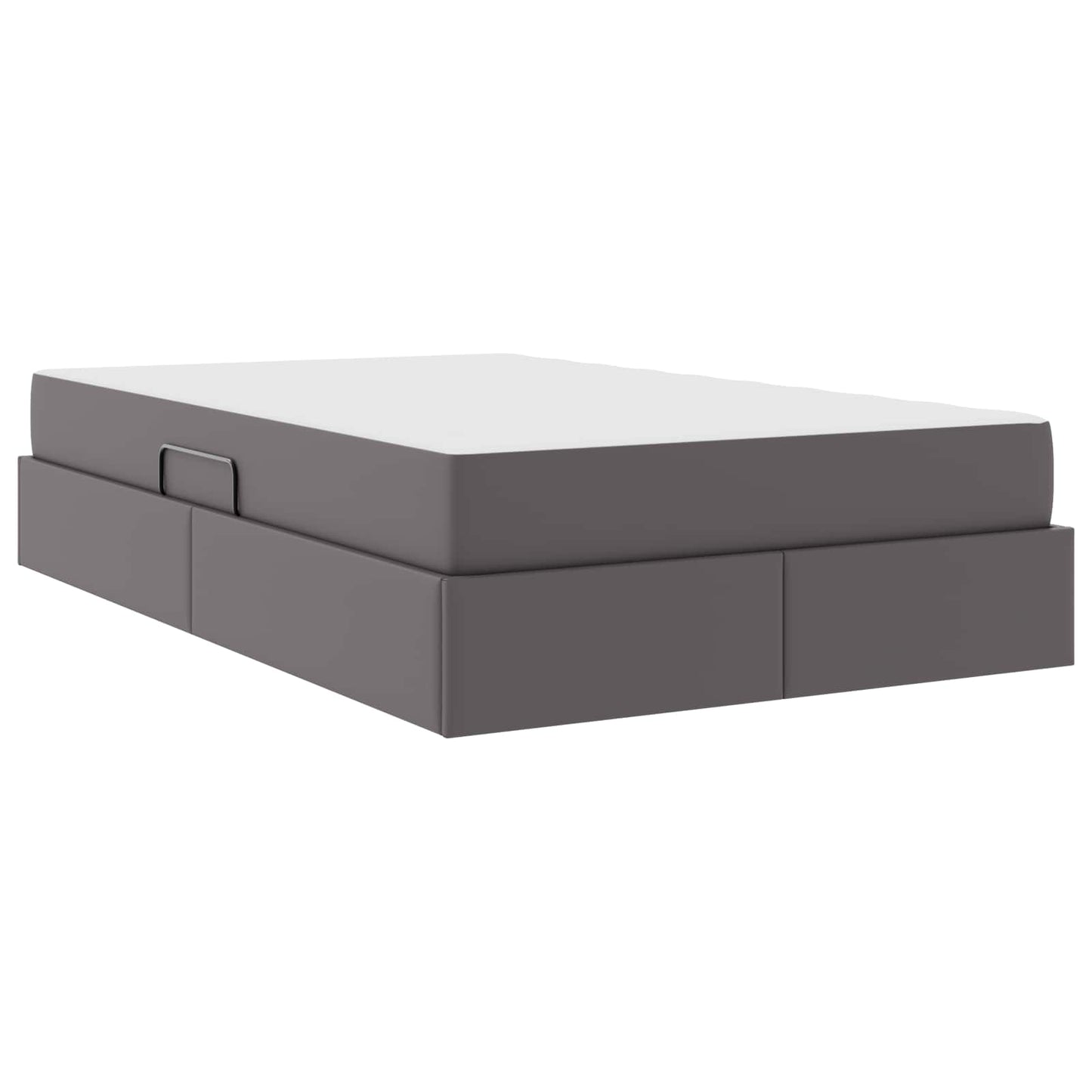 vidaXL Κρεβάτι με αποθηκευτικό χώρο και στρώμα 2 pcs Γκρι Δέρμα